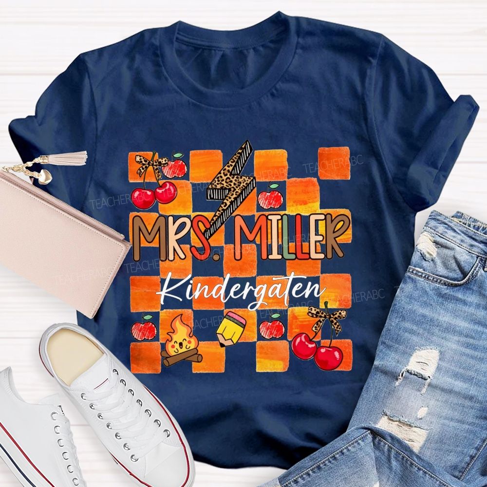 Personalized Name And Grade Little Kindergarten Learners Teacher T-shirt