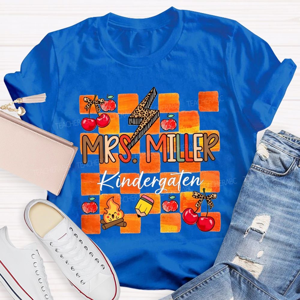 Personalized Name And Grade Little Kindergarten Learners Teacher T-shirt