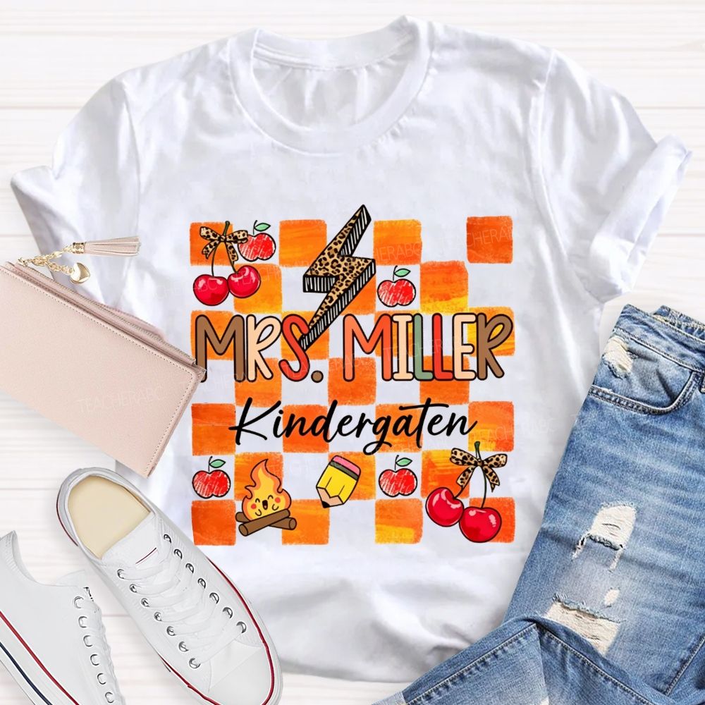 Personalized Name And Grade Little Kindergarten Learners Teacher T-shirt