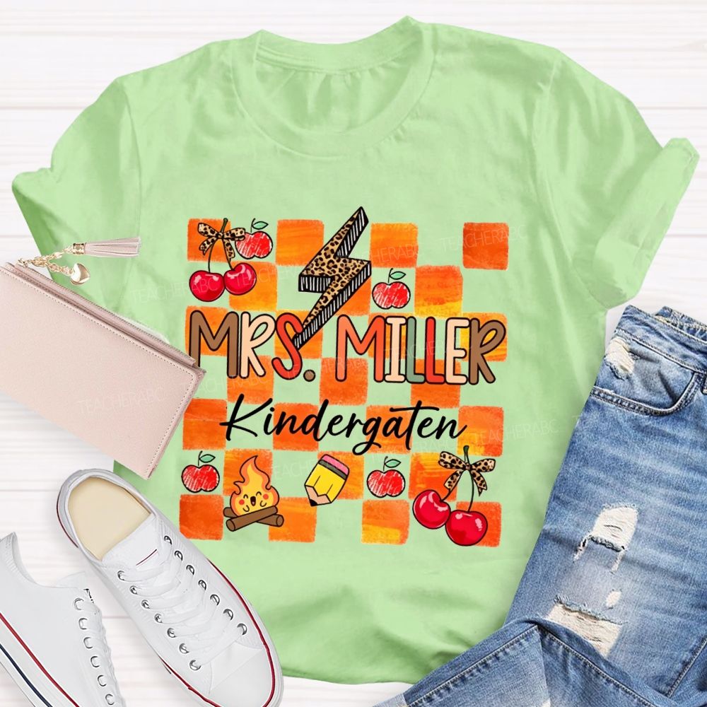 Personalized Name And Grade Little Kindergarten Learners Teacher T-shirt