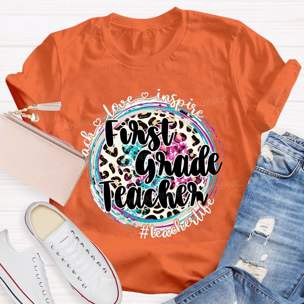 Personalized Grade Teacher Teach Love Inspire Teacher Life T-shirt