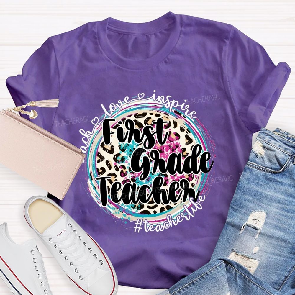 Personalized Grade Teacher Teach Love Inspire Teacher Life T-shirt