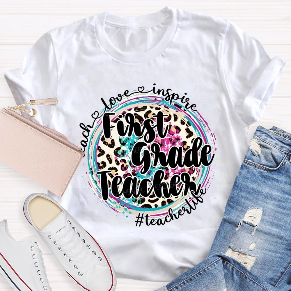 Personalized Grade Teacher Teach Love Inspire Teacher Life T-shirt