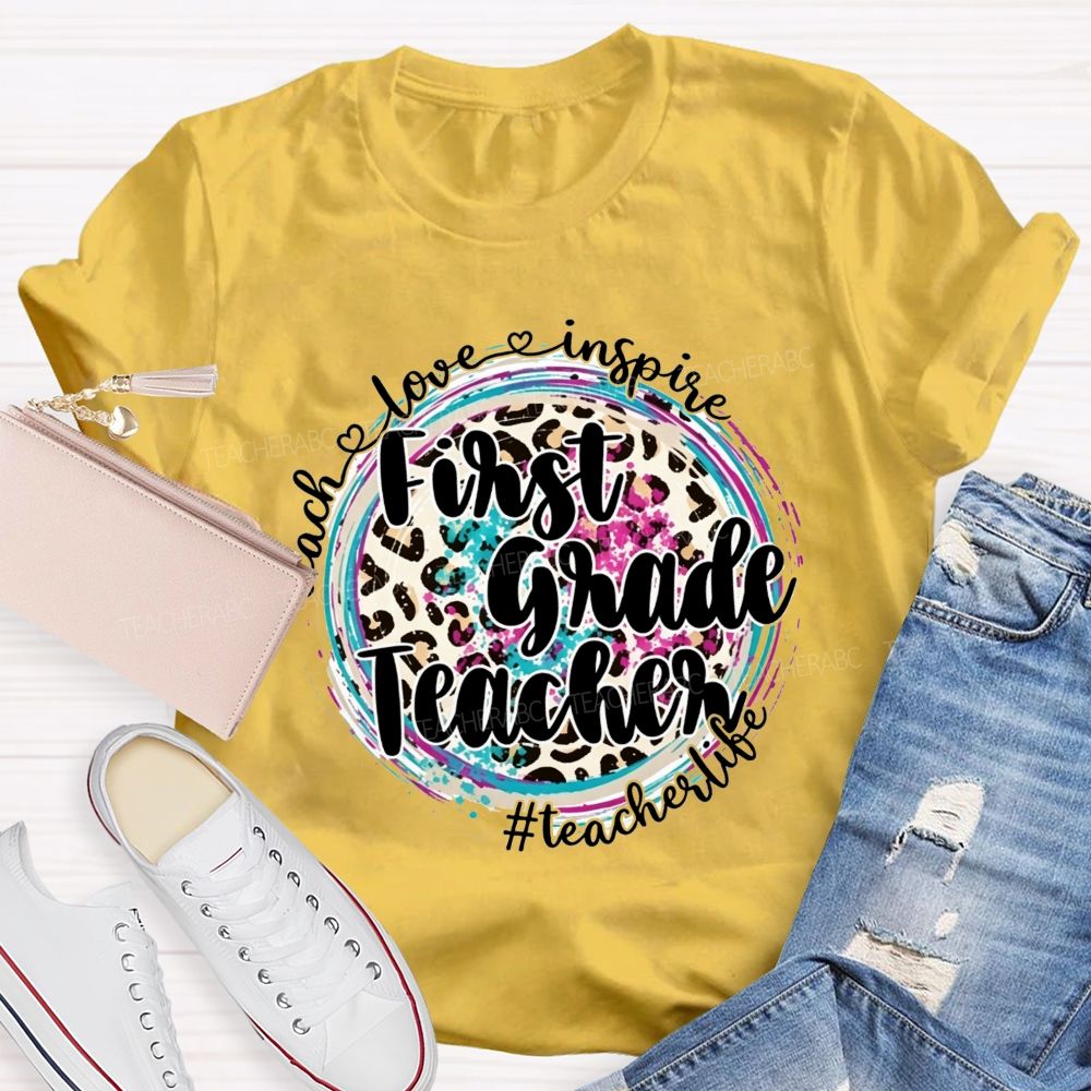 Personalized Grade Teacher Teach Love Inspire Teacher Life T-shirt