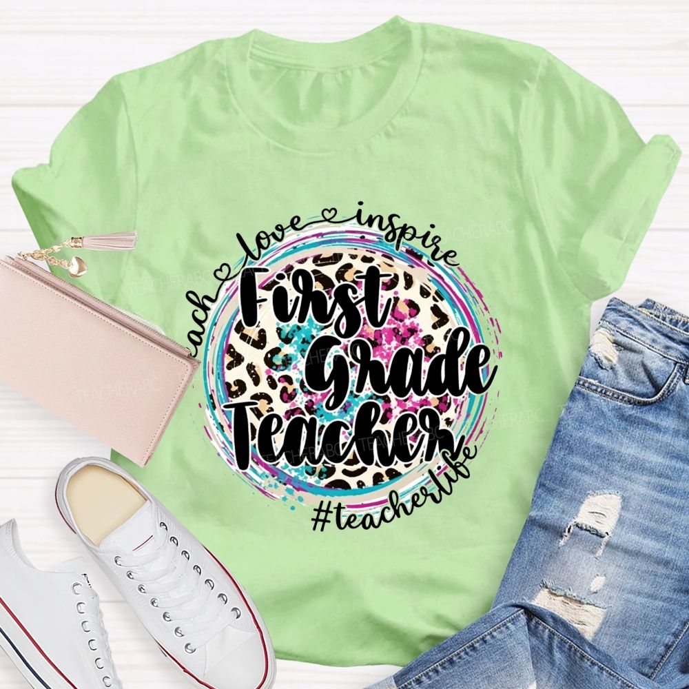 Personalized Grade Teacher Teach Love Inspire Teacher Life T-shirt