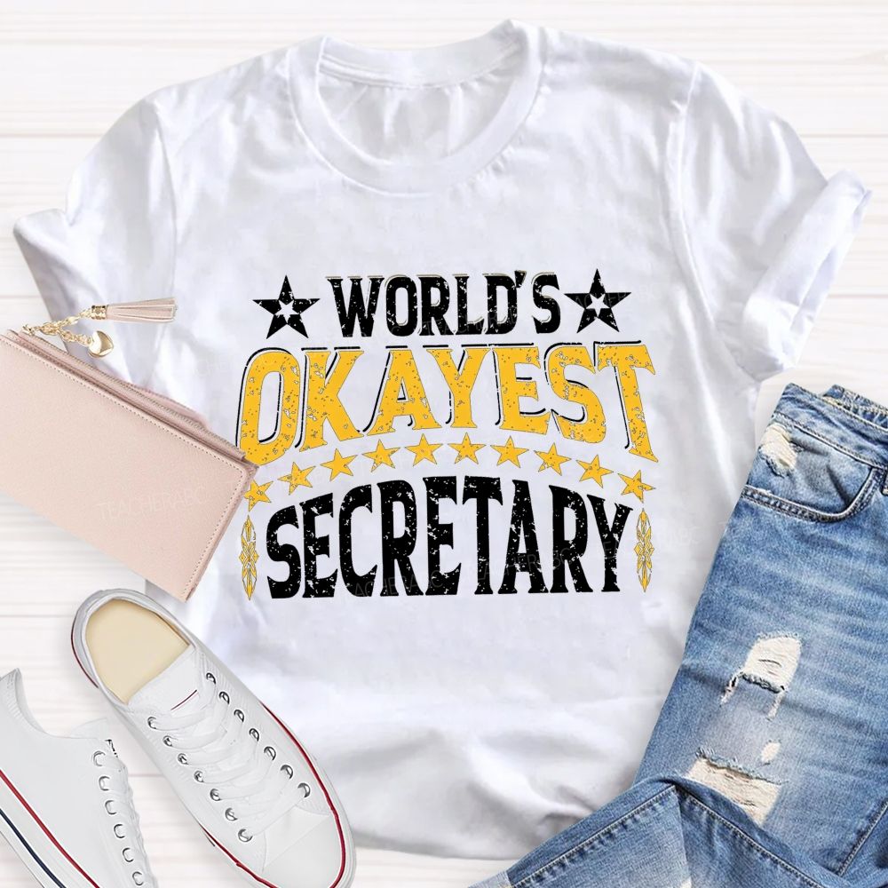 World'S Okayest Secretary Star Design T-shirt