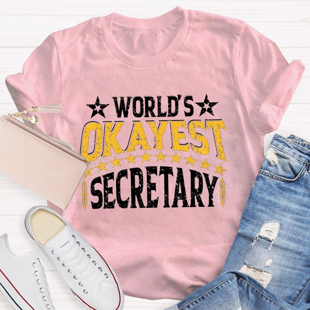 World'S Okayest Secretary Star Design T-shirt