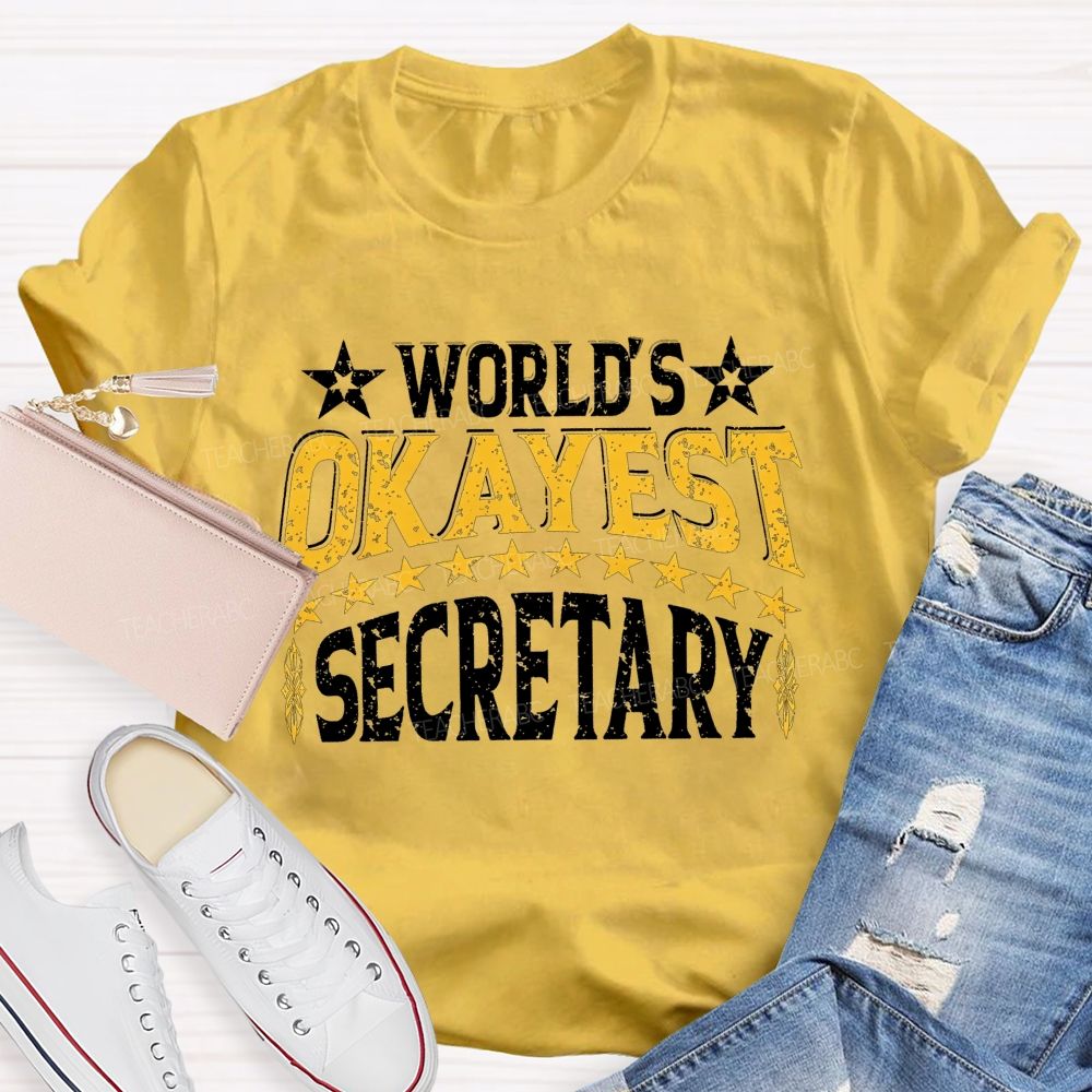 World'S Okayest Secretary Star Design T-shirt
