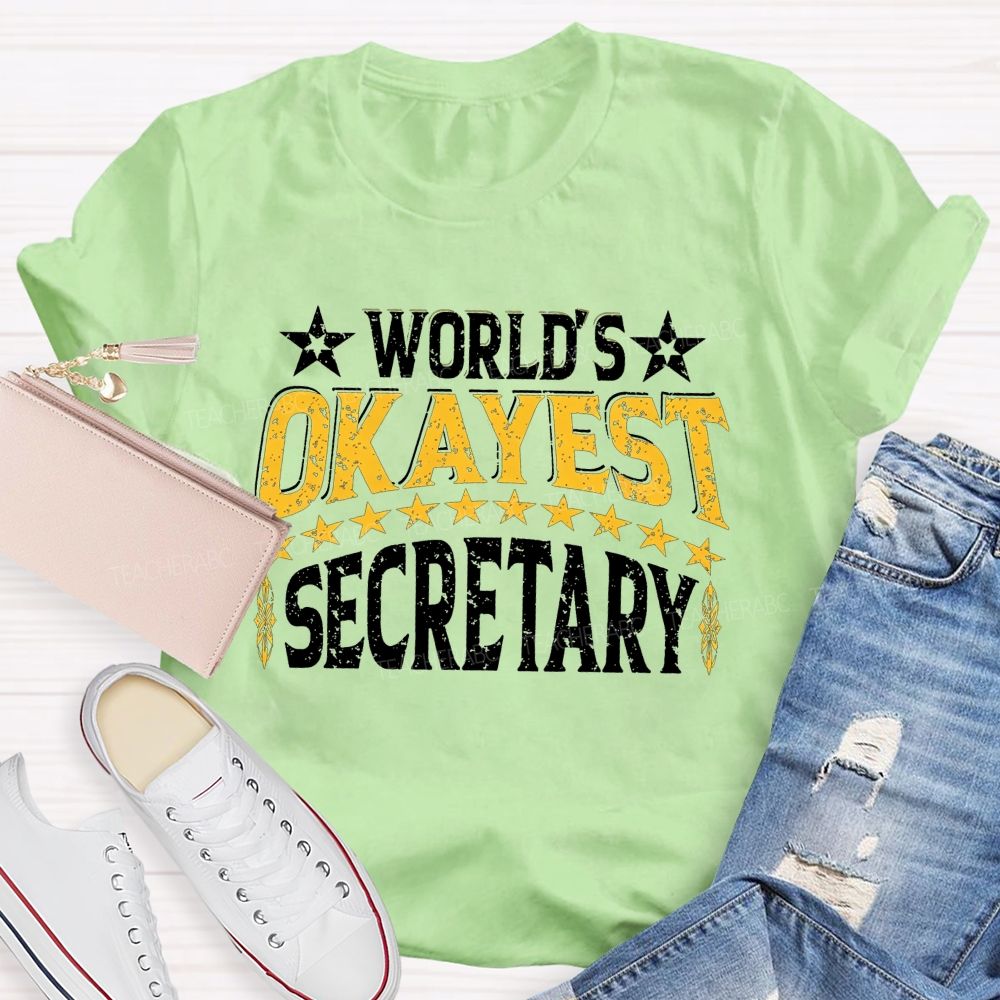 World'S Okayest Secretary Star Design T-shirt