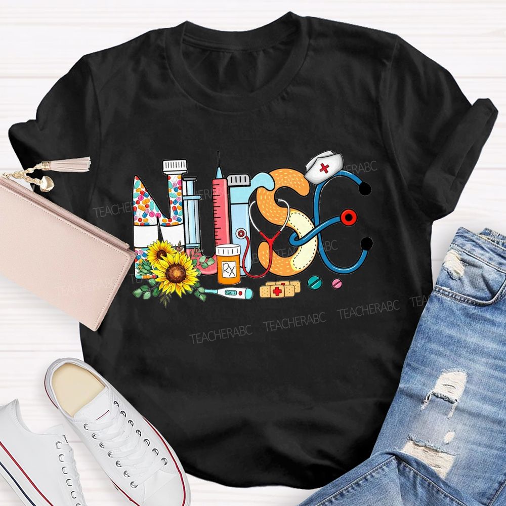 Nurse Hat Stethoscope Bandage Nurse Life T-shirt