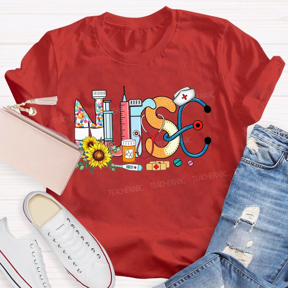 Nurse Hat Stethoscope Bandage Nurse Life T-shirt