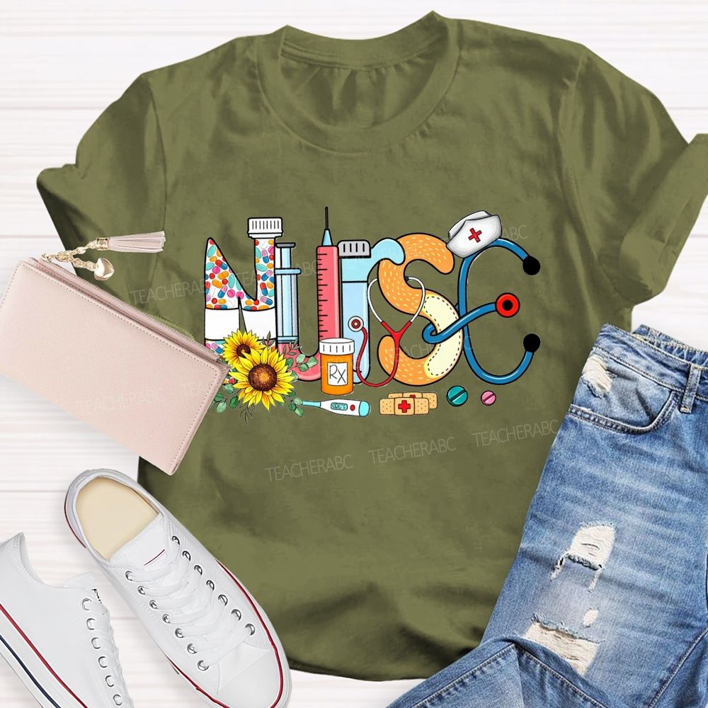 Nurse Hat Stethoscope Bandage Nurse Life T-shirt