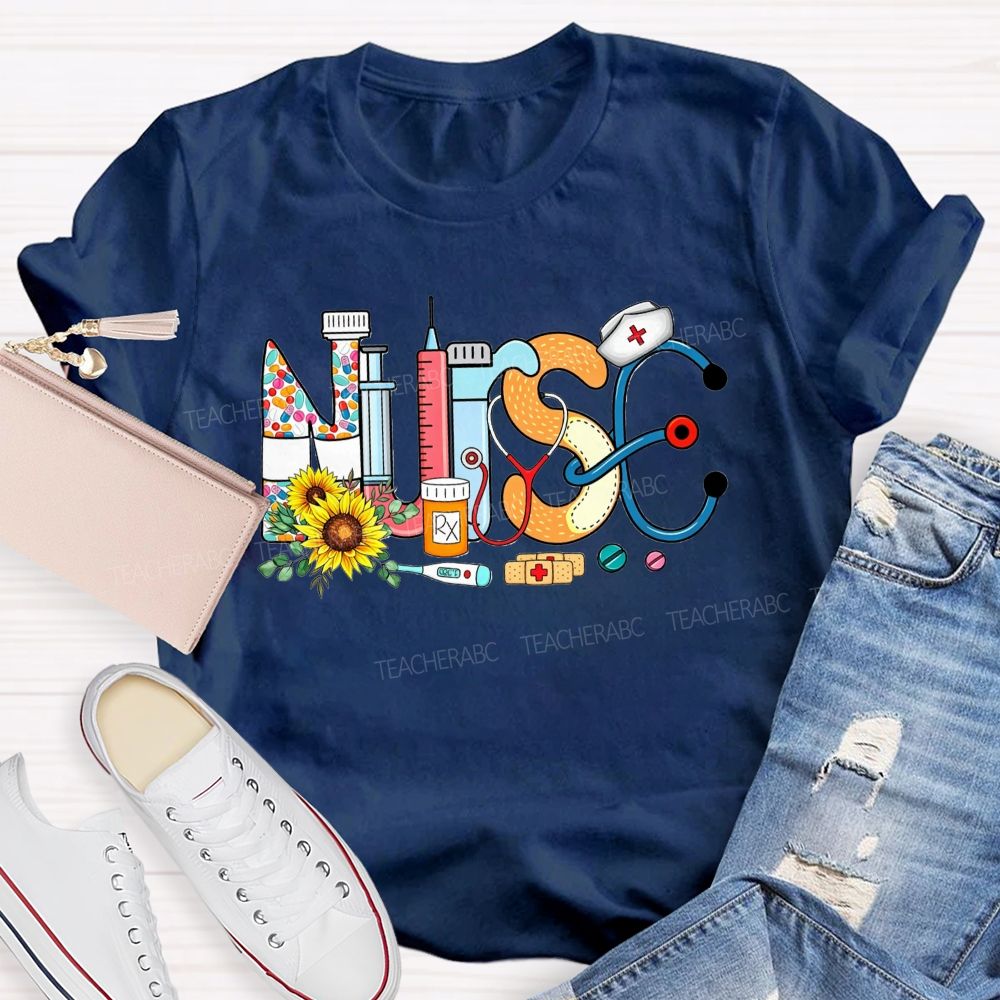 Nurse Hat Stethoscope Bandage Nurse Life T-shirt