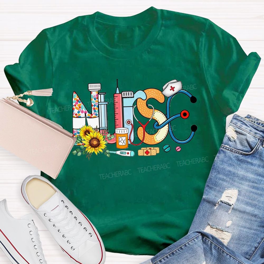 Nurse Hat Stethoscope Bandage Nurse Life T-shirt