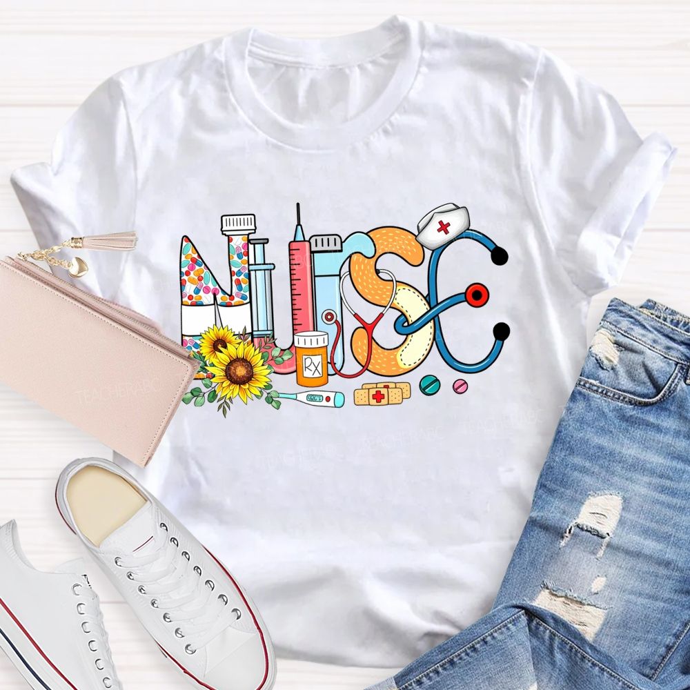 Nurse Hat Stethoscope Bandage Nurse Life T-shirt