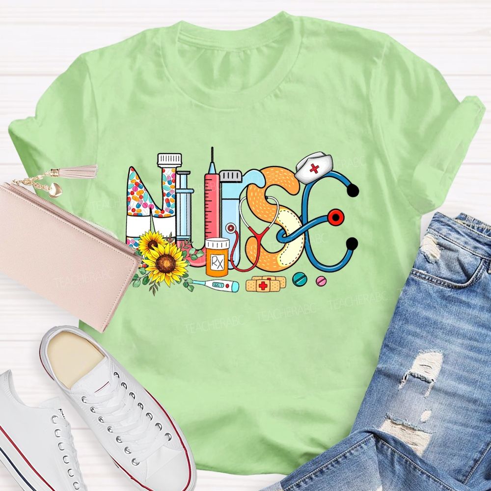 Nurse Hat Stethoscope Bandage Nurse Life T-shirt