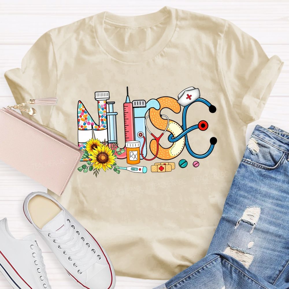Nurse Hat Stethoscope Bandage Nurse Life T-shirt