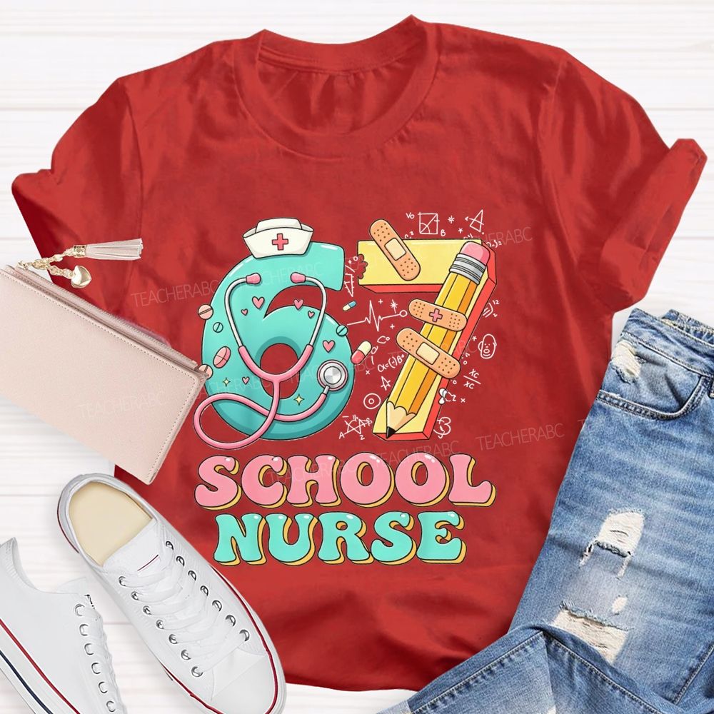 School Nurse Hat Stethoscope Cartoon 67 T-shirt