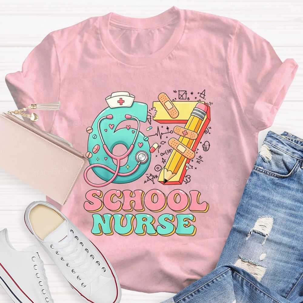 School Nurse Hat Stethoscope Cartoon 67 T-shirt