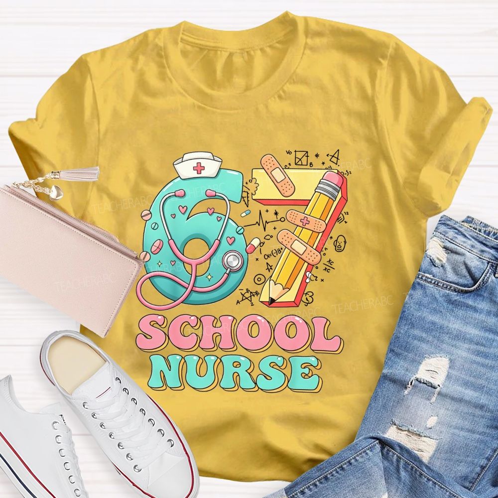 School Nurse Hat Stethoscope Cartoon 67 T-shirt
