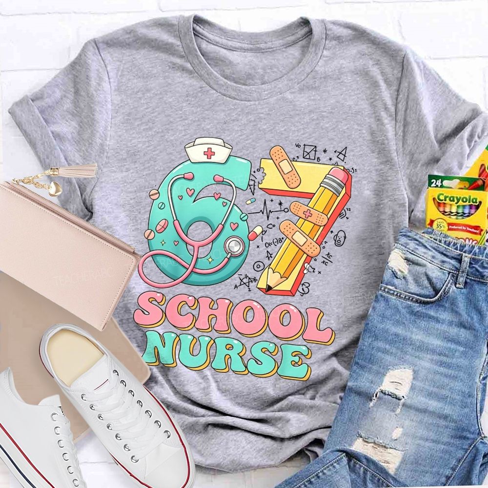School Nurse Hat Stethoscope Cartoon 67 T-shirt