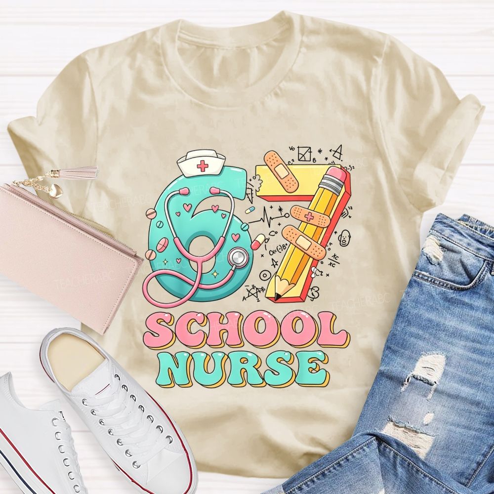 School Nurse Hat Stethoscope Cartoon 67 T-shirt