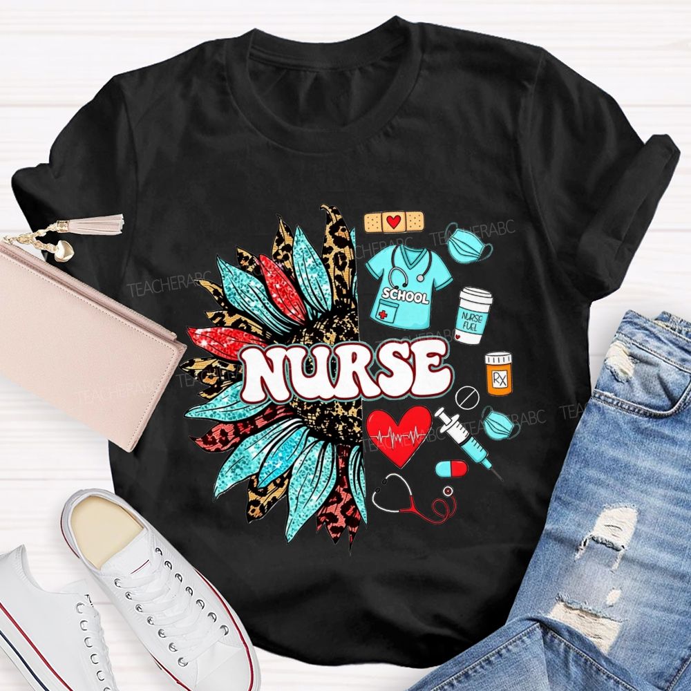 School Nurse Sunflower Medical T-shirt
