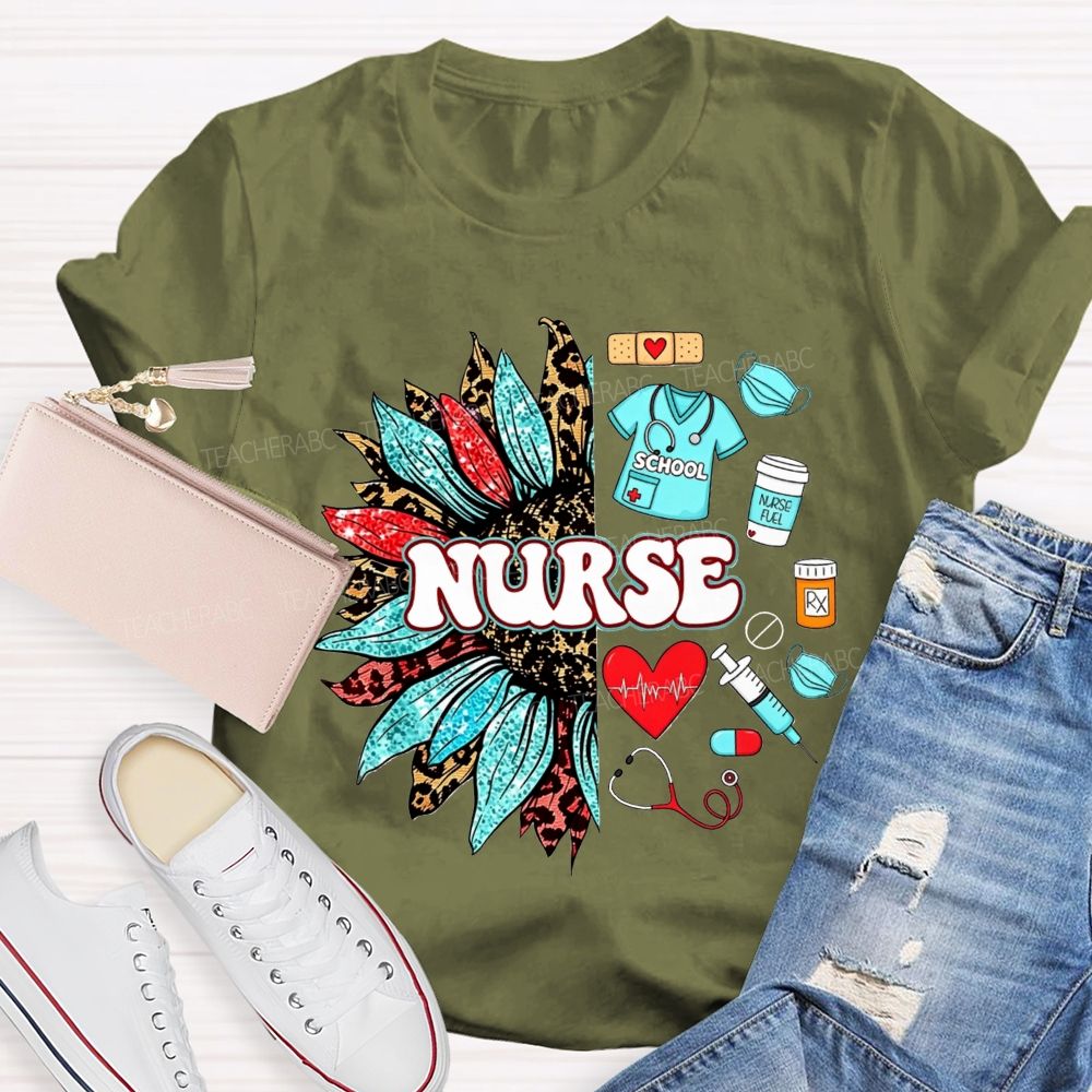 School Nurse Sunflower Medical T-shirt
