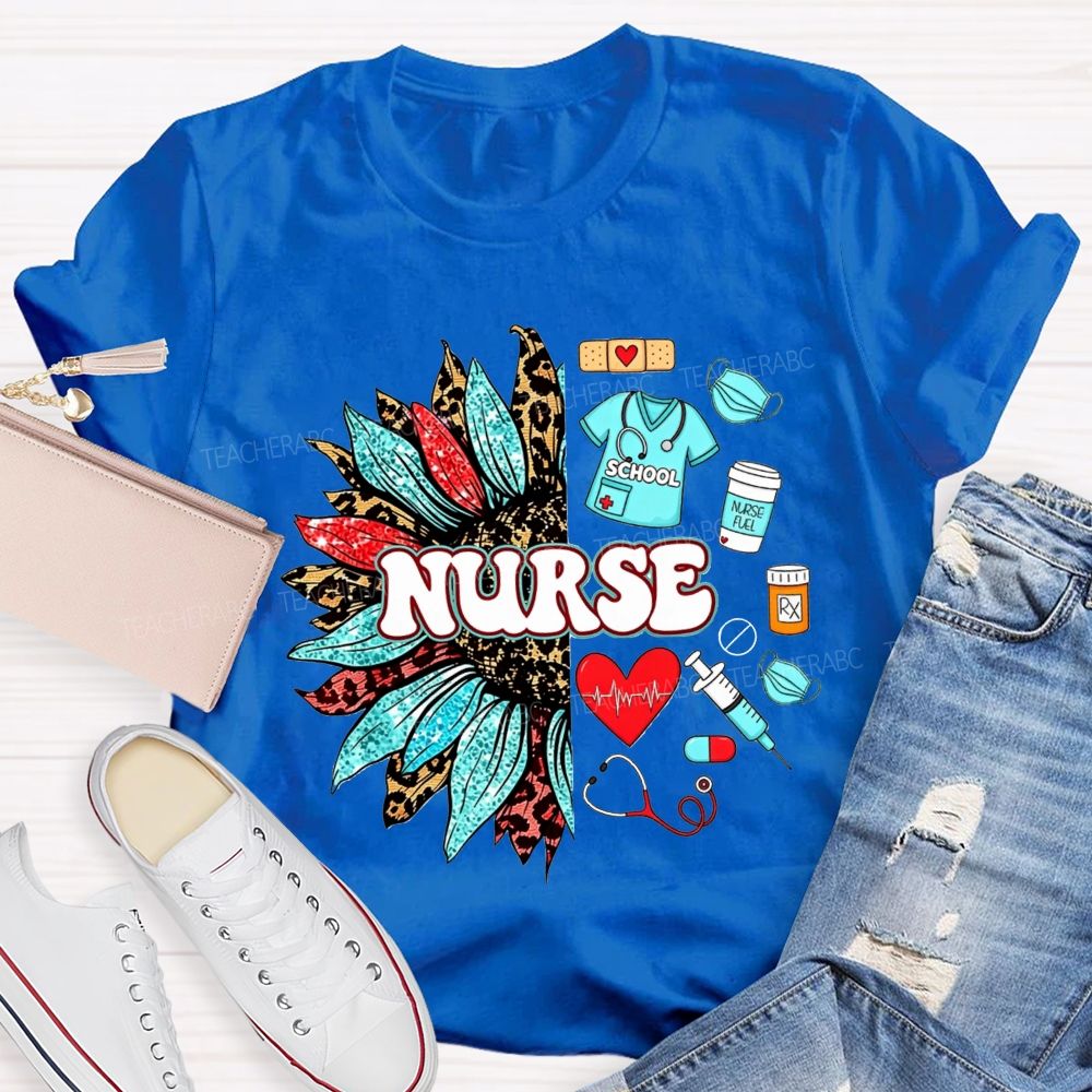 School Nurse Sunflower Medical T-shirt