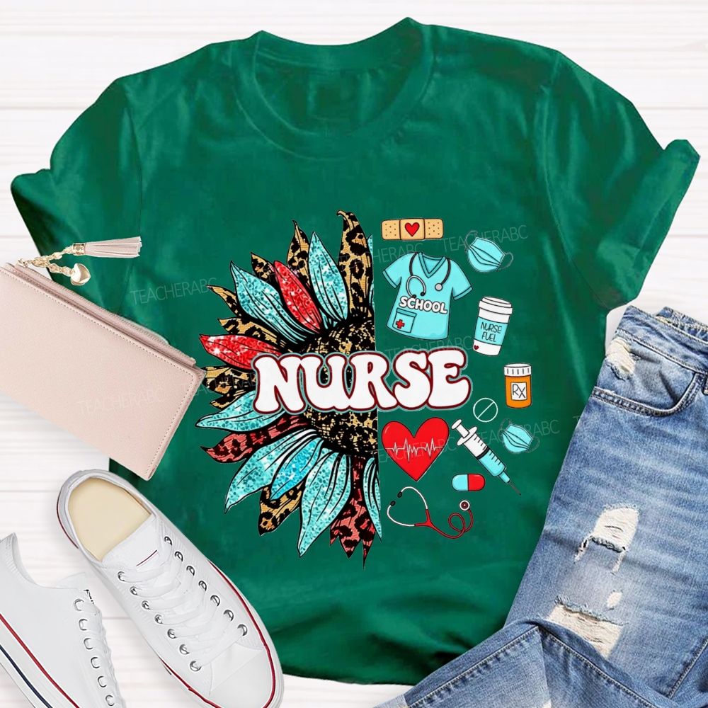 School Nurse Sunflower Medical T-shirt