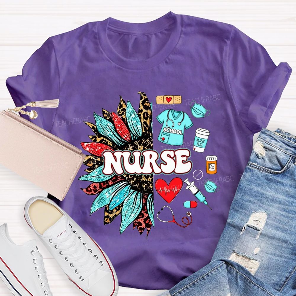 School Nurse Sunflower Medical T-shirt