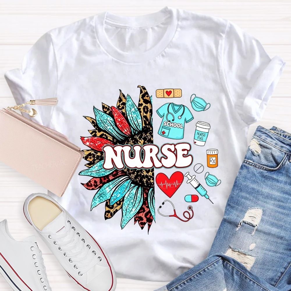 School Nurse Sunflower Medical T-shirt