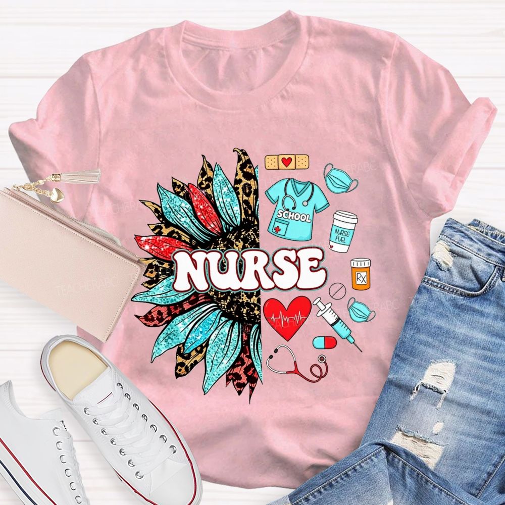School Nurse Sunflower Medical T-shirt