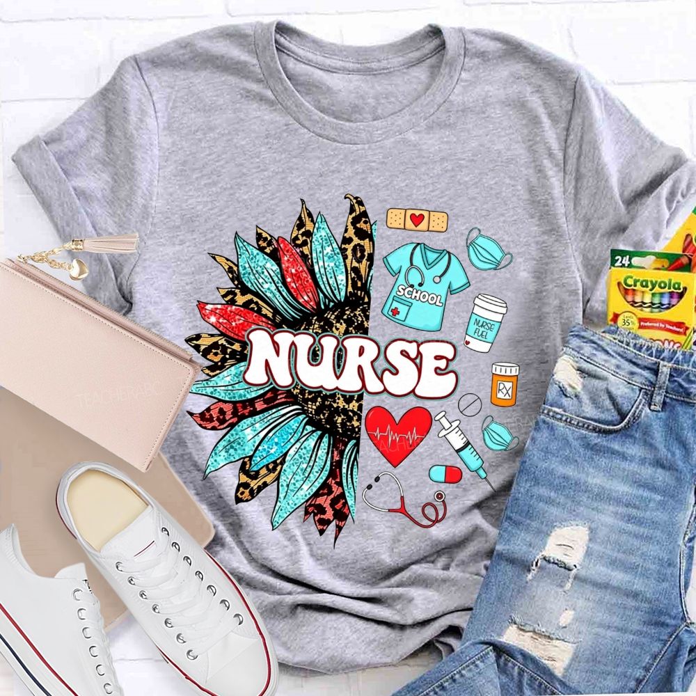 School Nurse Sunflower Medical T-shirt