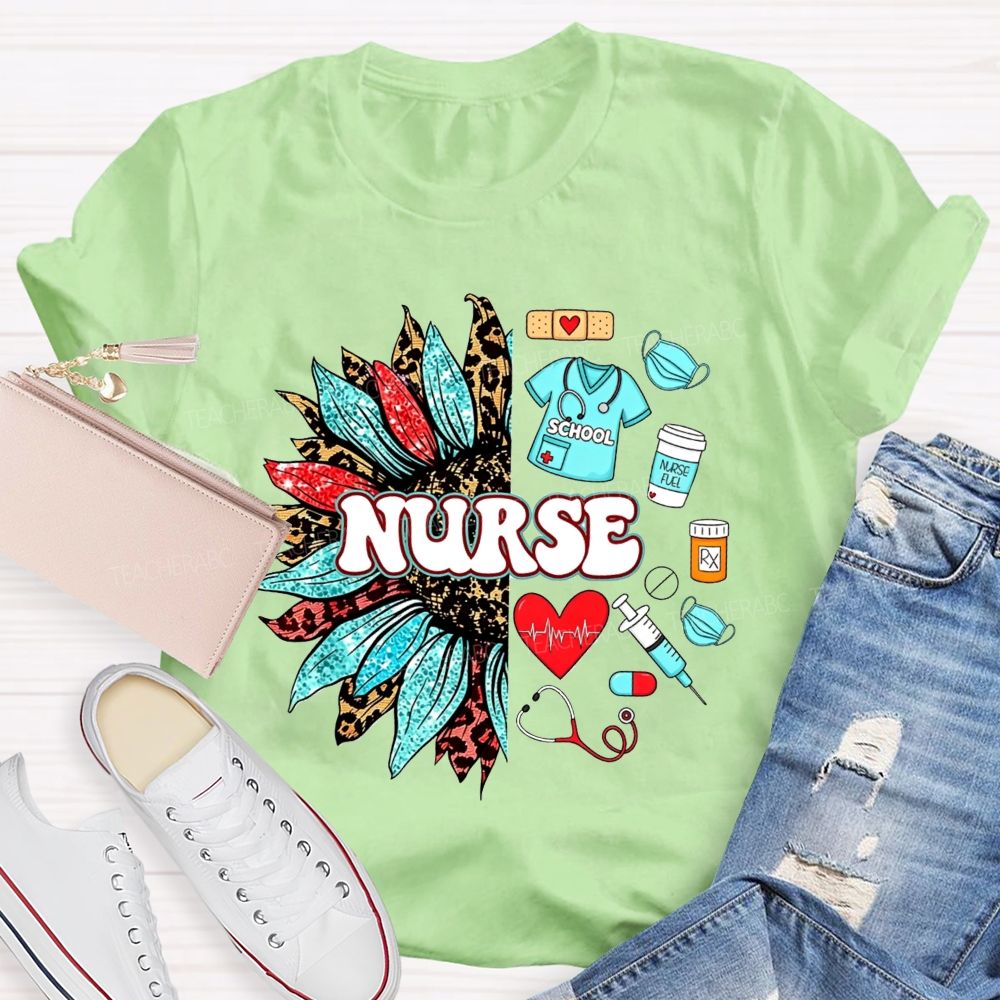 School Nurse Sunflower Medical T-shirt