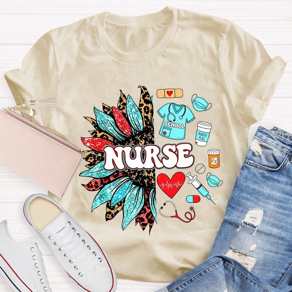 School Nurse Sunflower Medical T-shirt