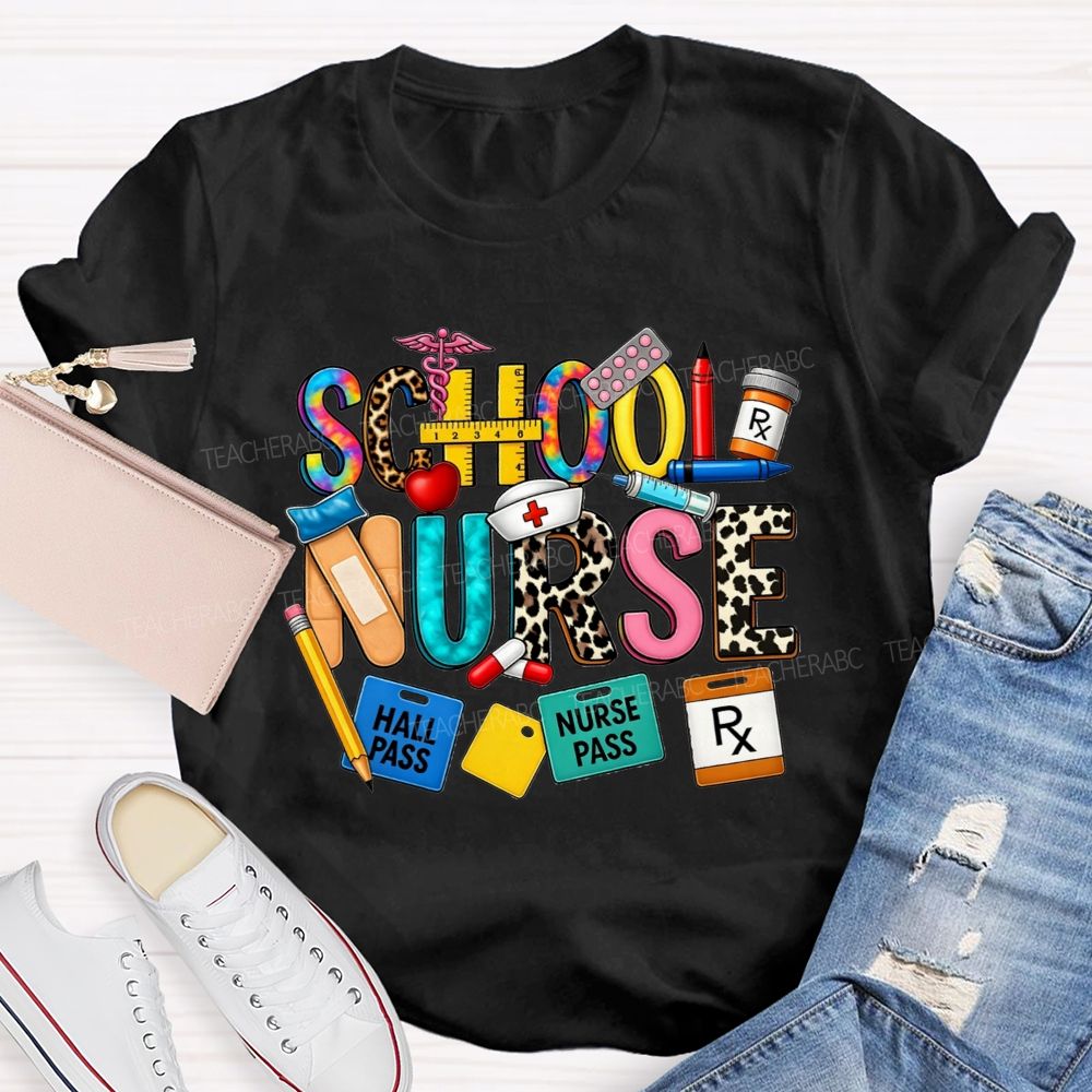 Leopard School Nurse Keeping Students Well T-shirt