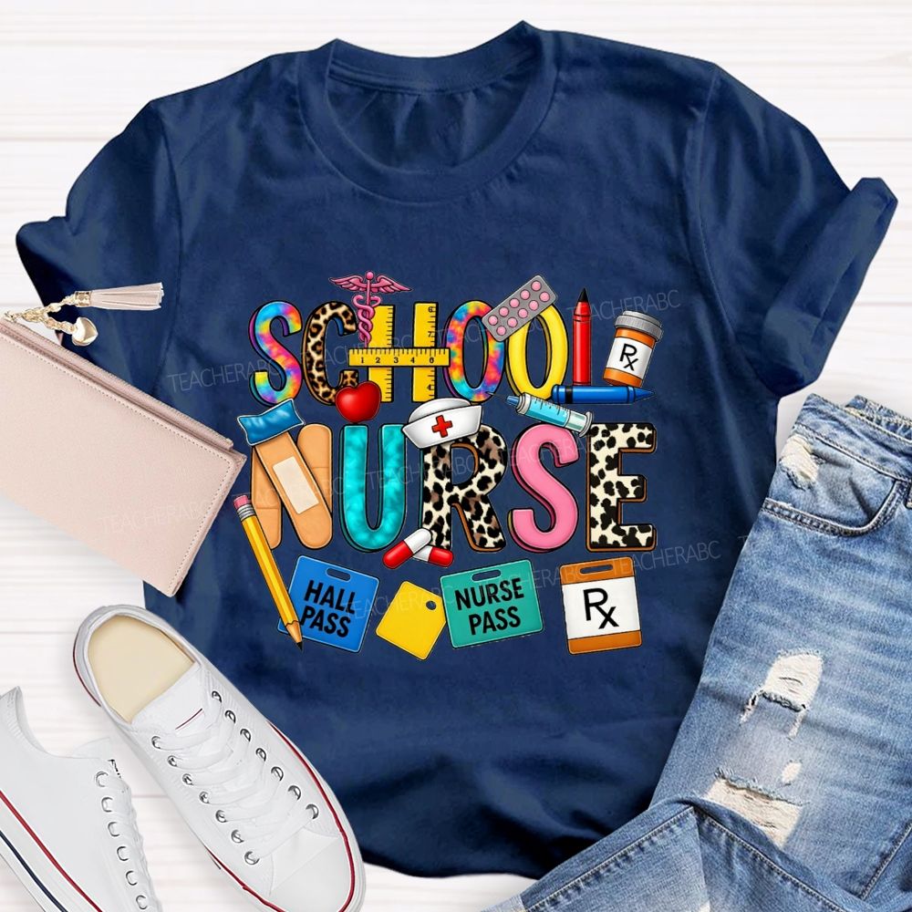 Leopard School Nurse Keeping Students Well T-shirt