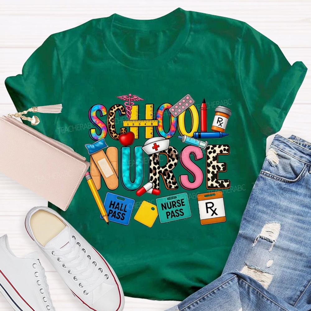 Leopard School Nurse Keeping Students Well T-shirt