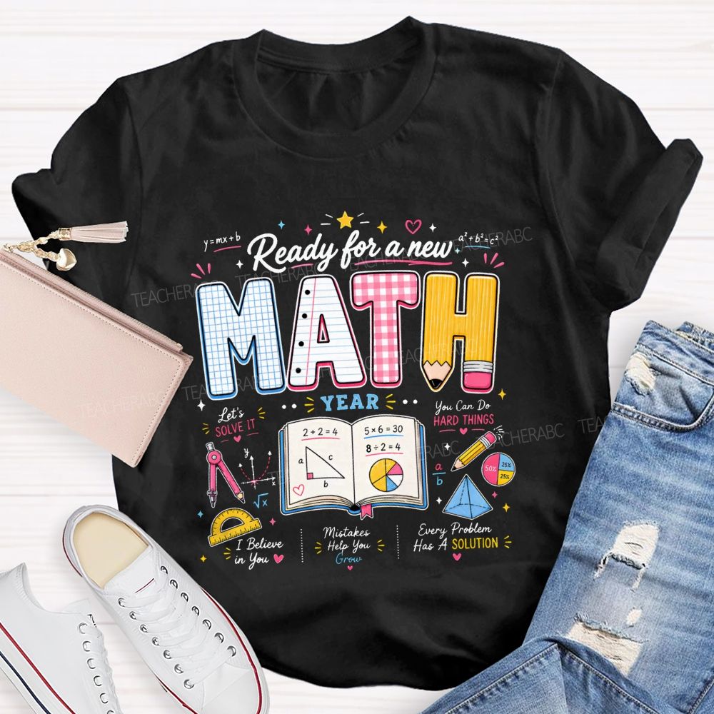 Ready For A New Math Year Notebook Pencil Math Teacher T-shirt