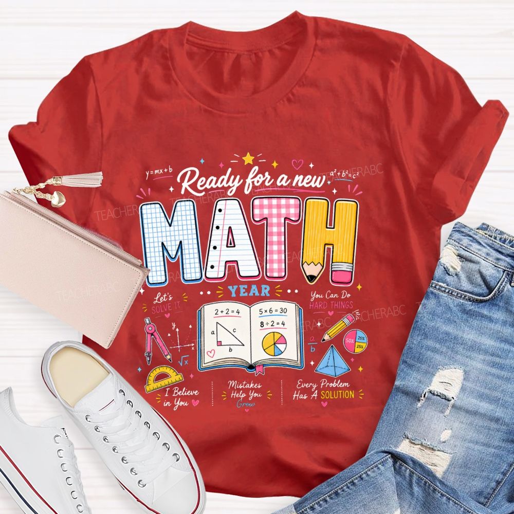 Ready For A New Math Year Notebook Pencil Math Teacher T-shirt