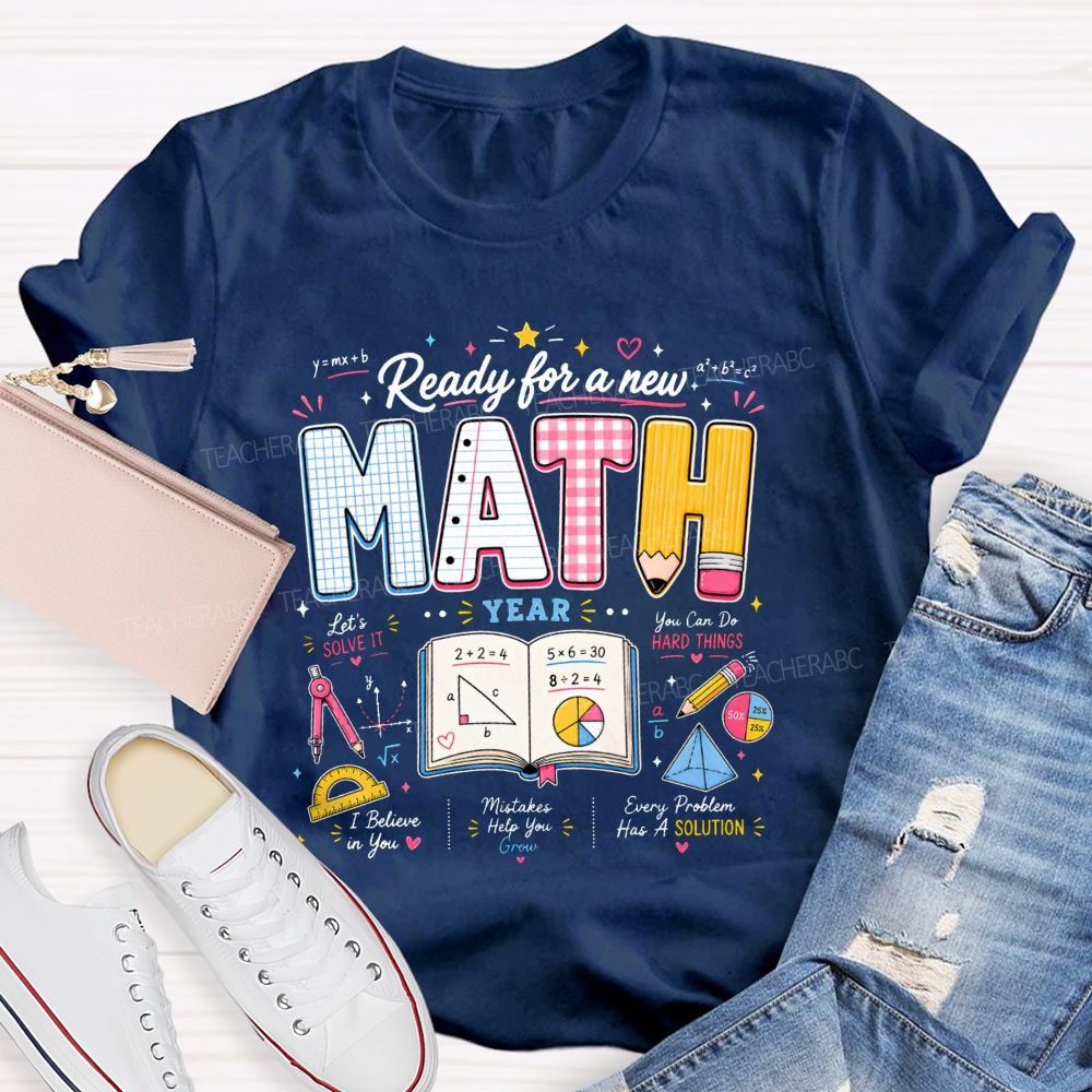 Ready For A New Math Year Notebook Pencil Math Teacher T-shirt