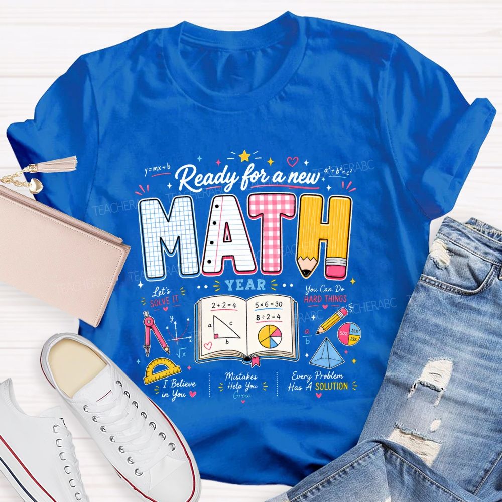 Ready For A New Math Year Notebook Pencil Math Teacher T-shirt