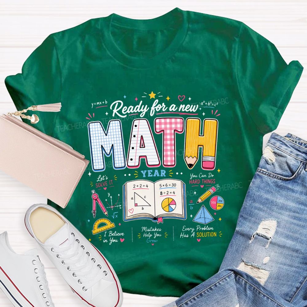 Ready For A New Math Year Notebook Pencil Math Teacher T-shirt