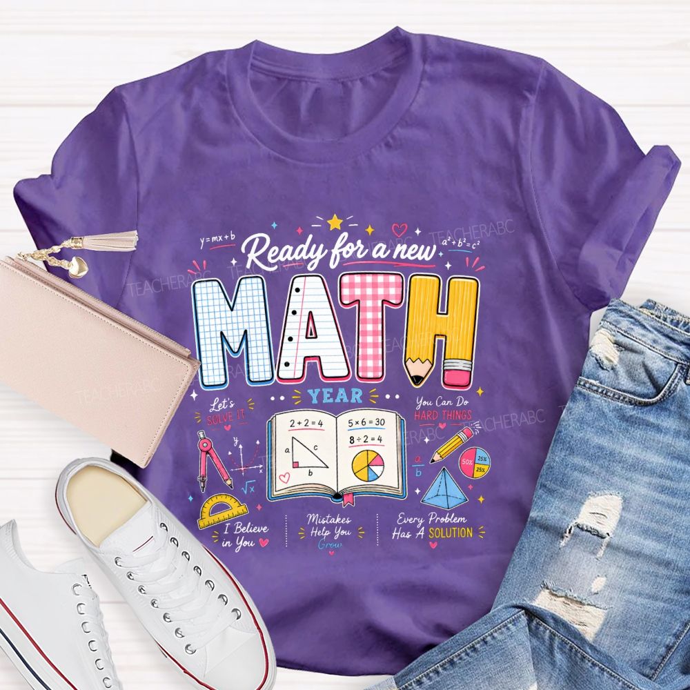 Ready For A New Math Year Notebook Pencil Math Teacher T-shirt