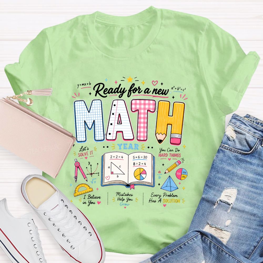Ready For A New Math Year Notebook Pencil Math Teacher T-shirt