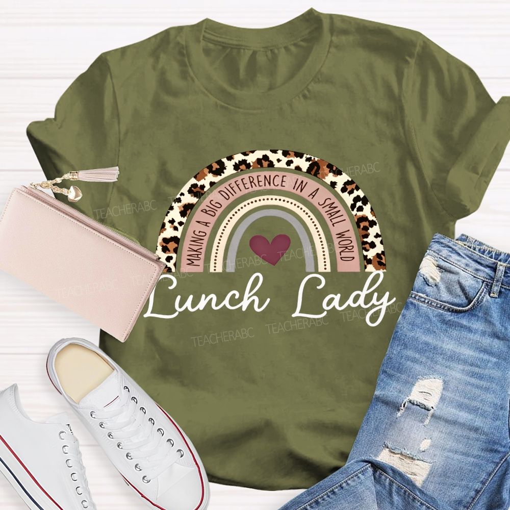 Lunch Lady Making A Big Difference Leopard Rainbow T-shirt