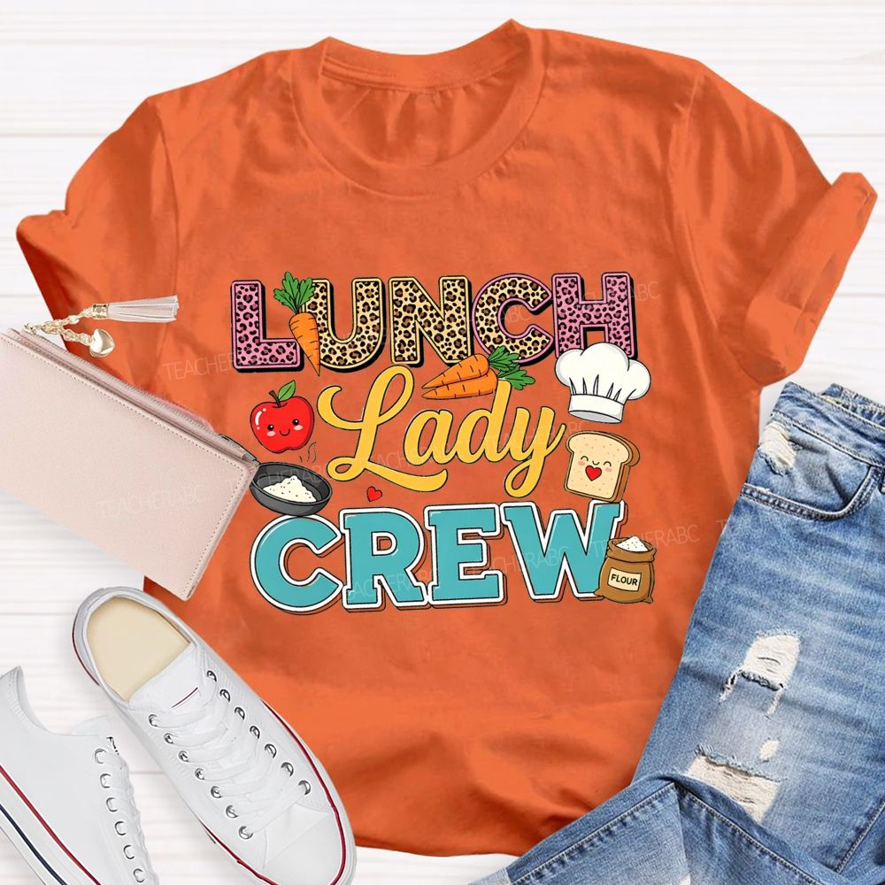 Lunch Lady Crew Leopard Print School Cafeteria Staff T-shirt