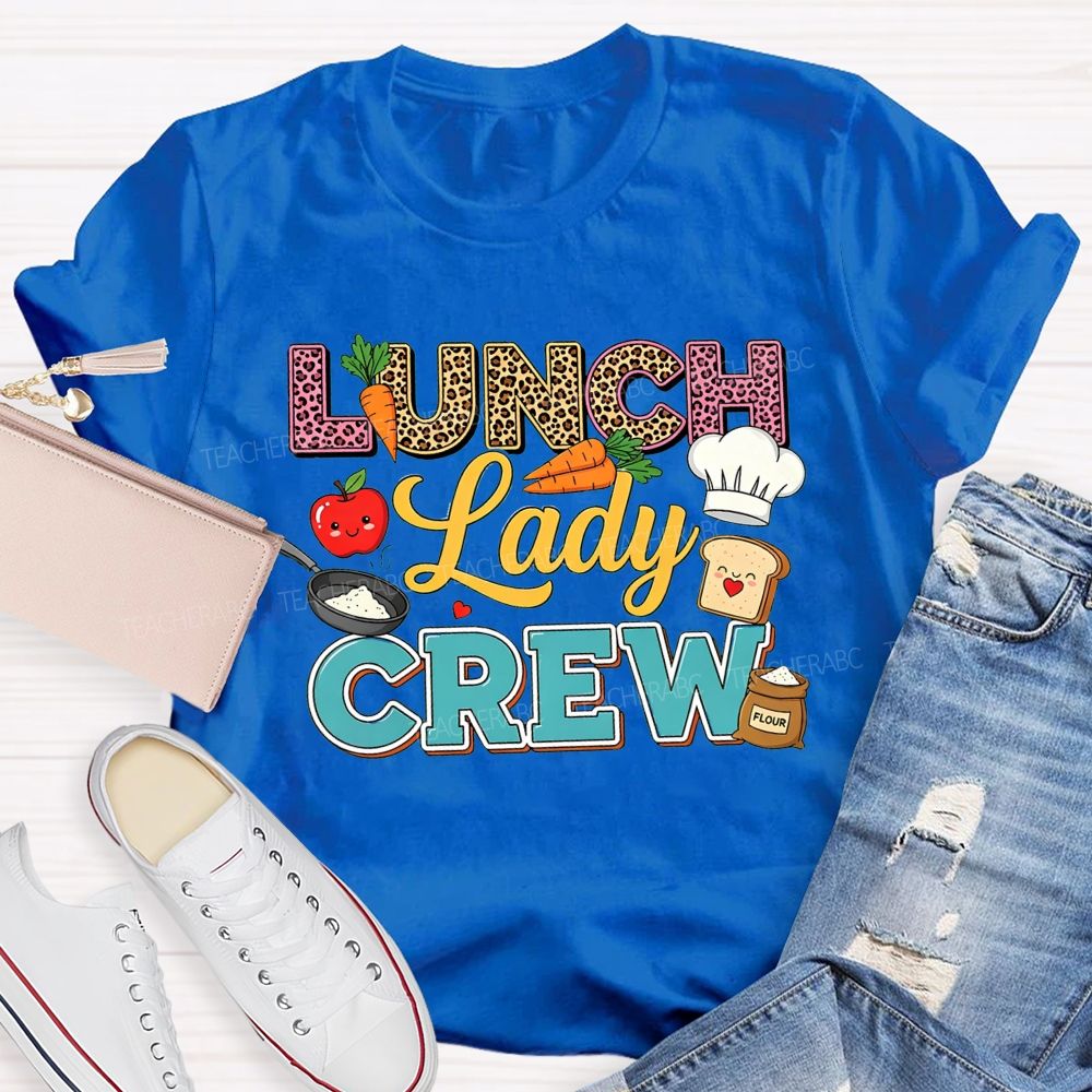 Lunch Lady Crew Leopard Print School Cafeteria Staff T-shirt