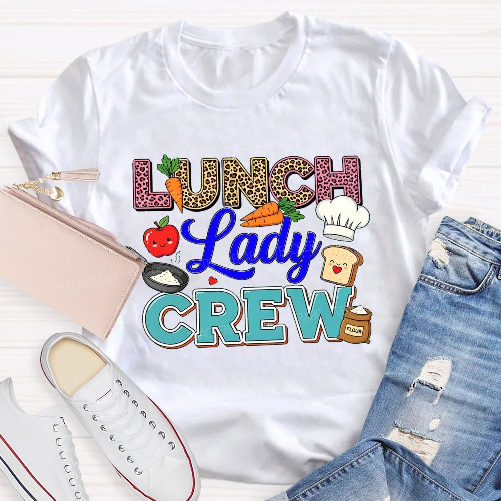 Lunch Lady Crew Leopard Print School Cafeteria Staff T-shirt